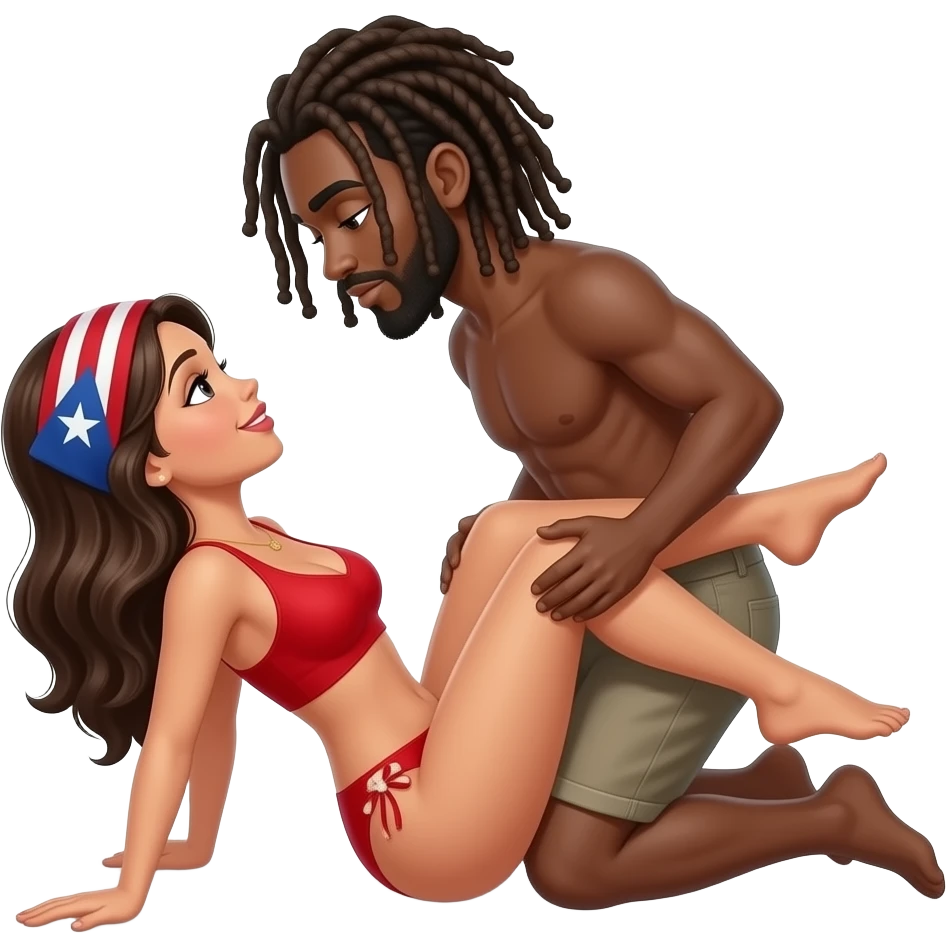 Black man with long dread locs and Puerto Rican women having sex doggystyle emoji