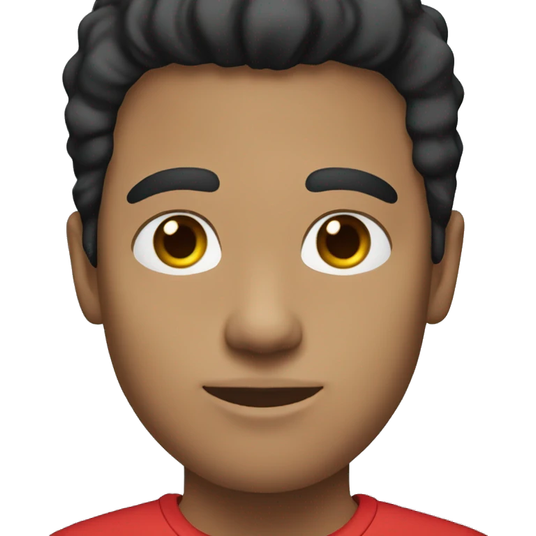 Guy with red t-shirt black hair light skin blue eye emoji