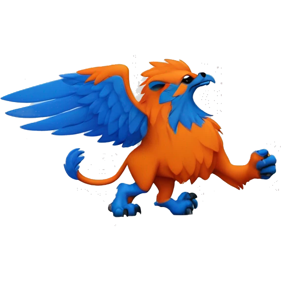 Wild Griffin in blue and Orange from Rostock beside a Football  emoji
