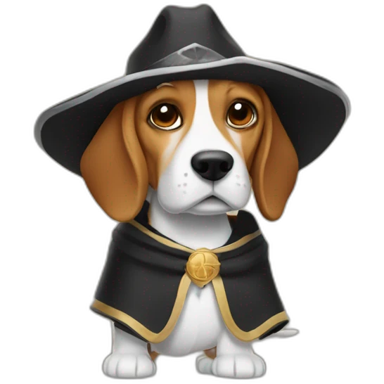 beagle with priest's robe and cowboy hat emoji