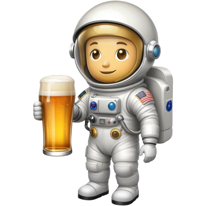 a pint of beer wearing a space suit, astronaut beer glass emoji