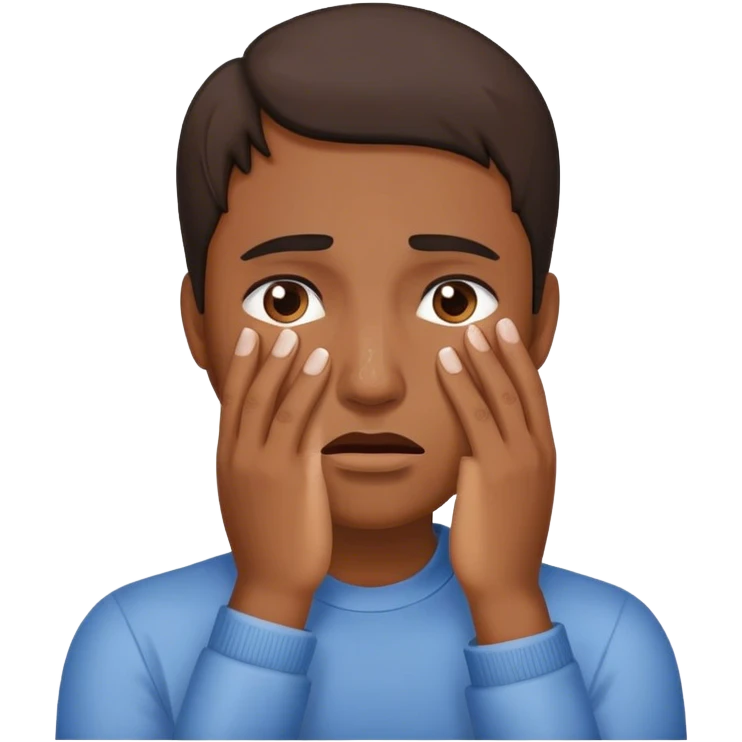 مدمع وحاط يده على وجهه emoji