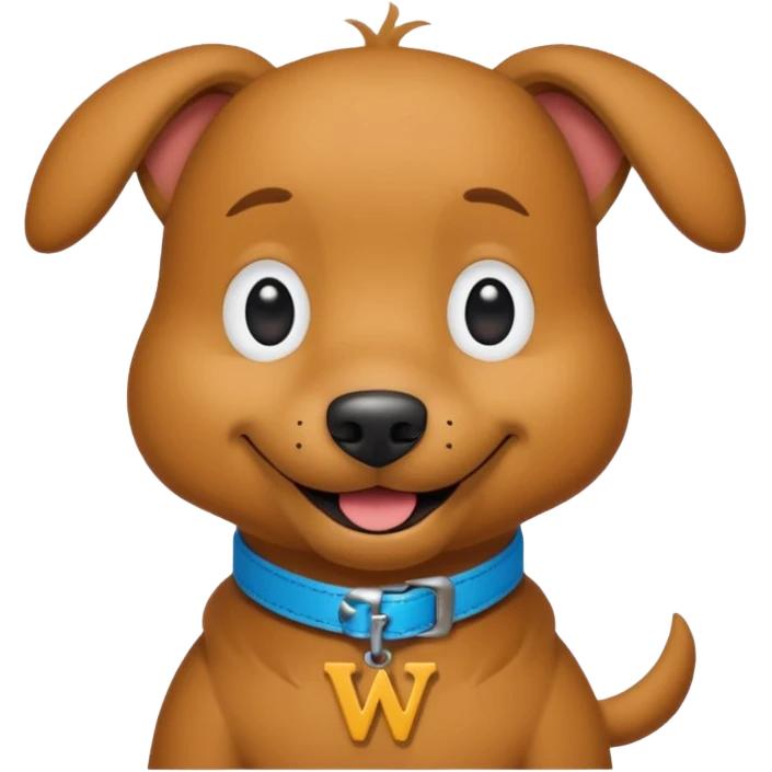 Wags the Dog from The Wiggles with light brown skin, collar with letter w emoji