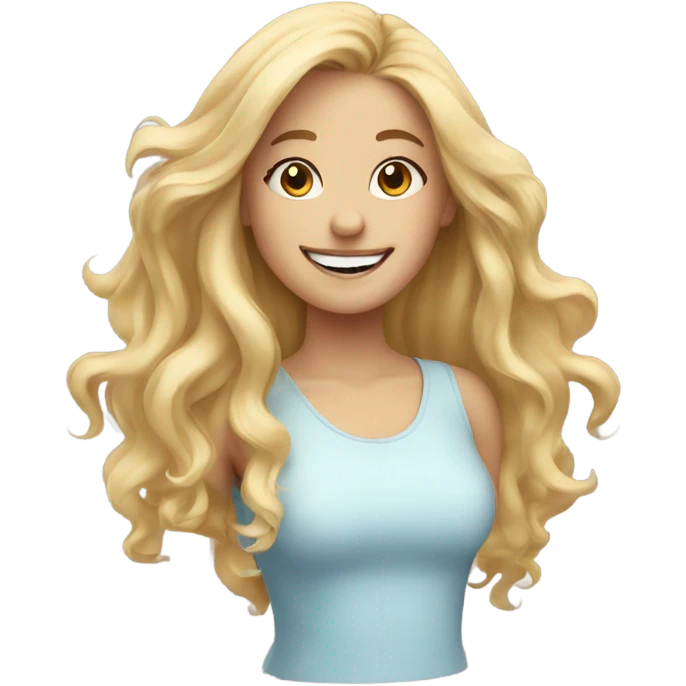 smiling girl with windy blonde hair emoji