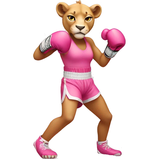 pink lioness boxing emoji