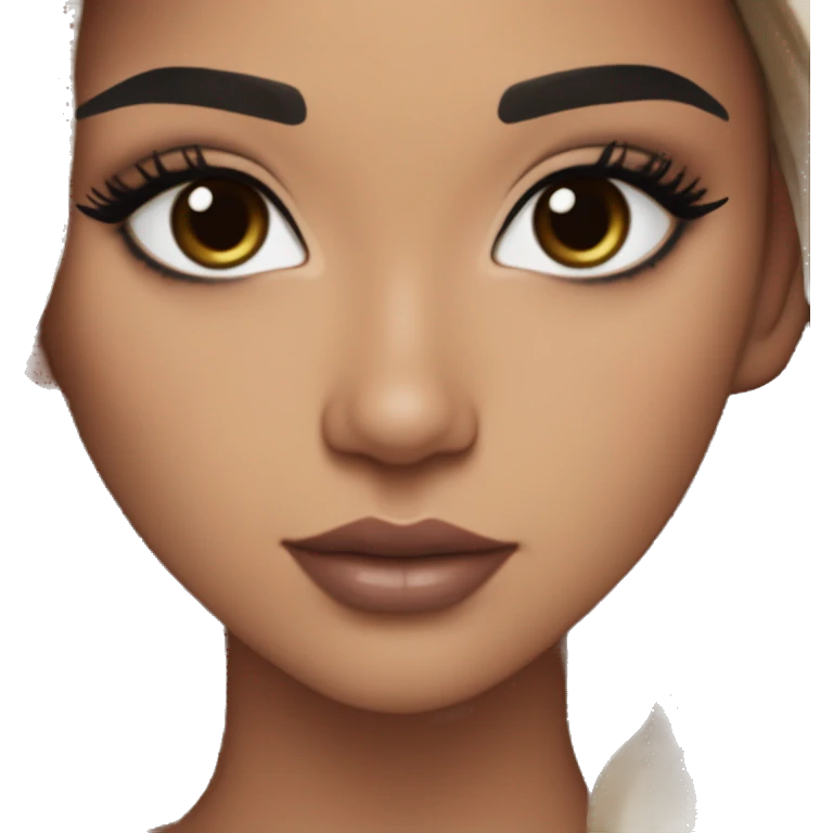 Maddy Perez euphoria show teenager: warm brown eyes, bold black sharp eyeliner, dark arched brows, full nude-berry lips, light latina skin, high cheekbones, sleek dark brown long hair in waves/ponytail, rhinestones on her eyelids

 emoji