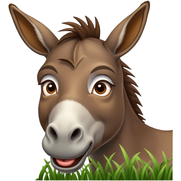 surpised donkey eats grass emoji