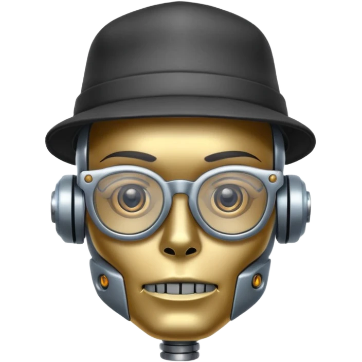 tattoed robot with hat and glasses emoji