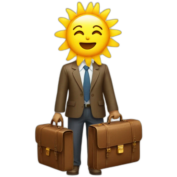 sunshine with face holding a briefcase emoji