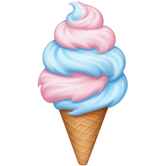 Pastel-colored cotton candy swirl in cone emoji