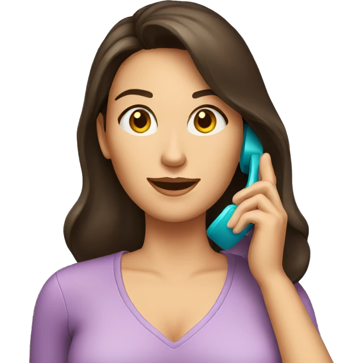 brunette woman calling on cell phone emoji