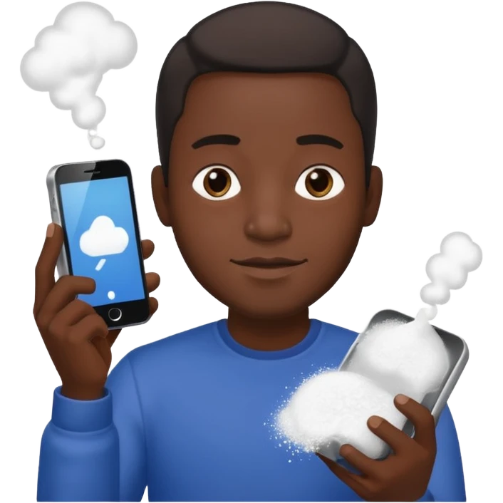 black man holding a phone with three lines of coke on it horizontally  emoji