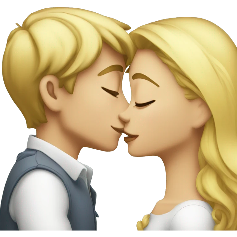 Smart boy kissing blonde beautiful girl emoji
