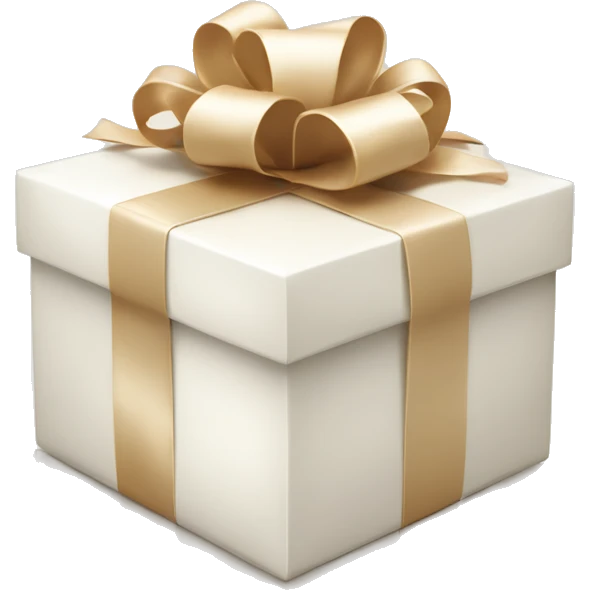 White GIFTBOX with beige satin bow emoji