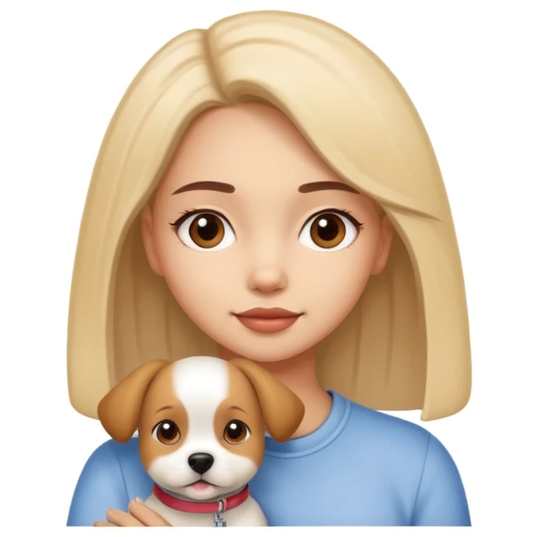 girl and dog posing cute emoji