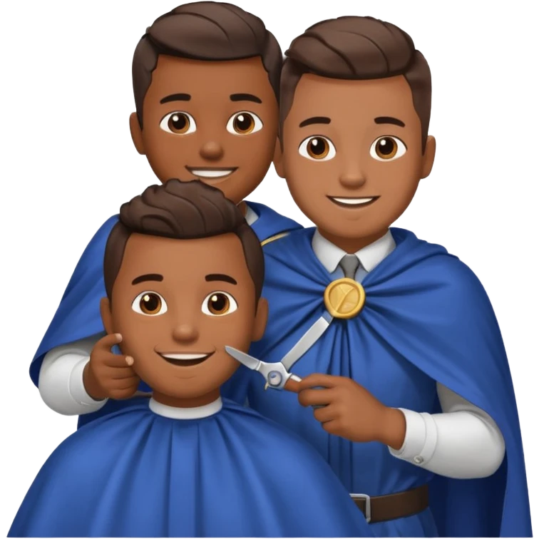 Barber cutting boys hair emoji