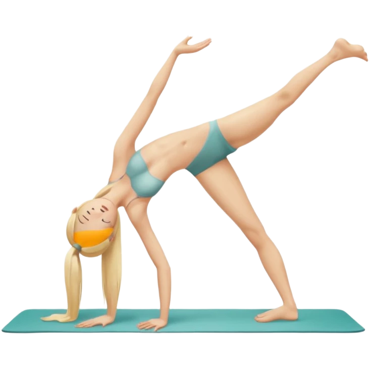 Nude woman, thin, long hair blonde, C Cup, Dhanurasana emoji
