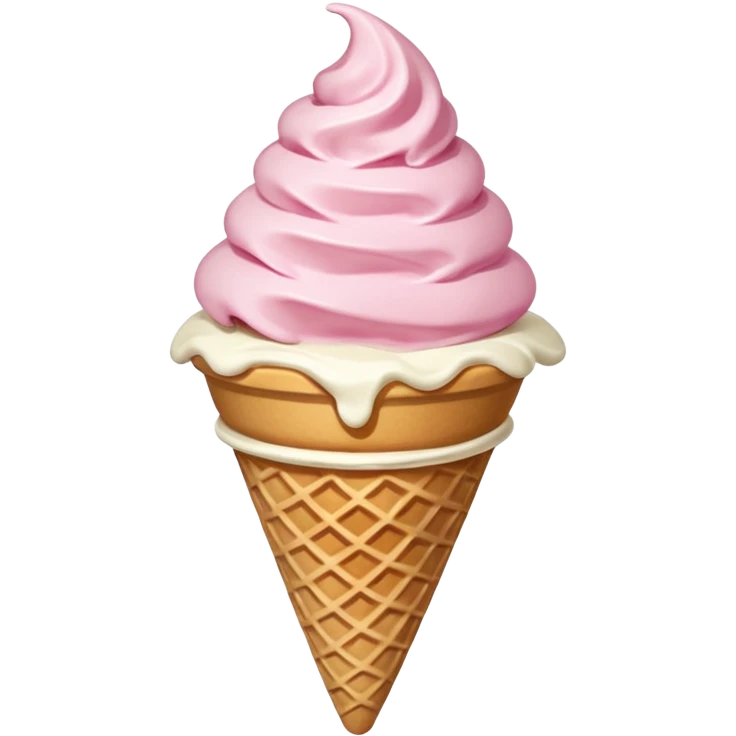 Sorvete rosa e branco emoji