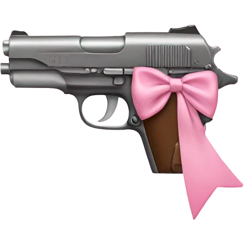 A pistol with a cute baby pink bow on it emoji