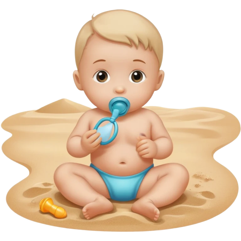 Baby on beach with pacifier  emoji