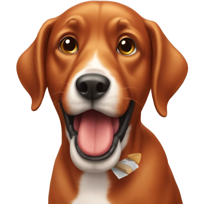 red dog with food emoji