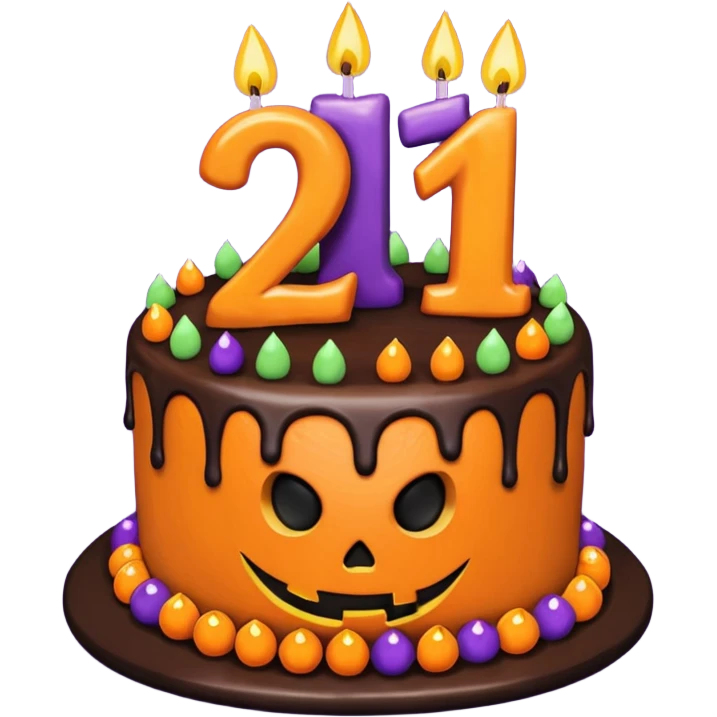 Halloween birthday cake with 21 on it emoji
