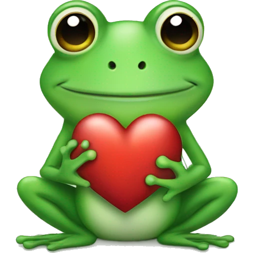 Cute frog holding a heart emoji