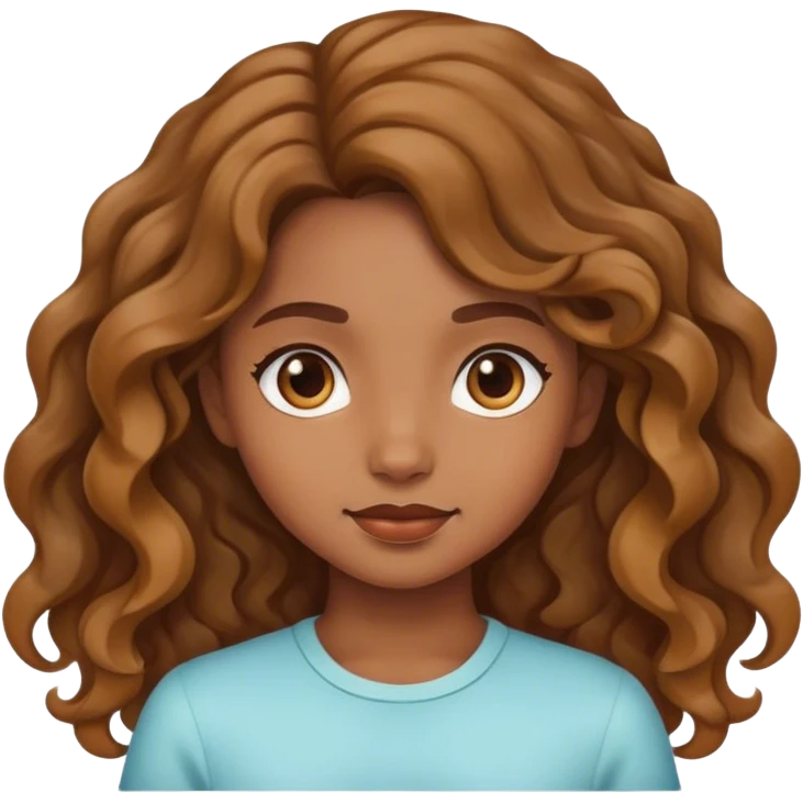 Light brown skin Girl with wavy hair emoji