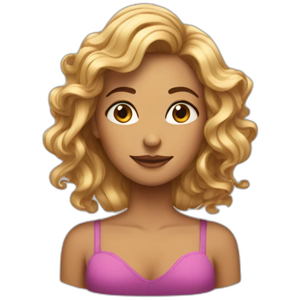 Femme cheveux ondulé ui fait un calin emoji