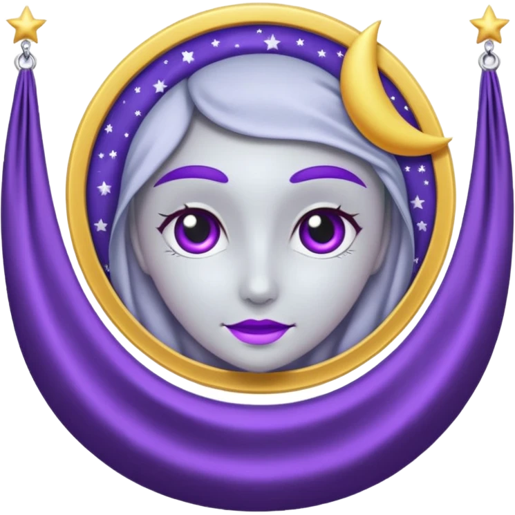 Moon Banner — silver cloth + violet trim emoji