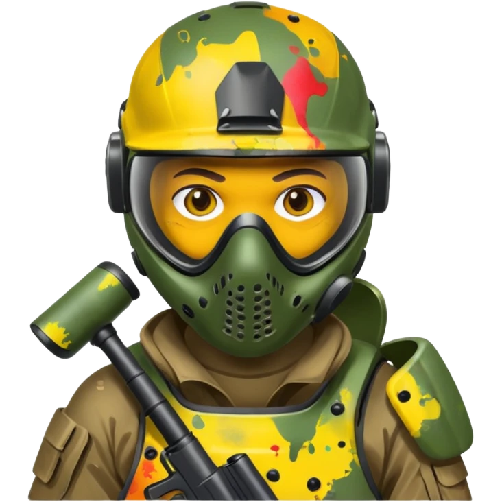 paintball player face shot with lots of colors messy emoji