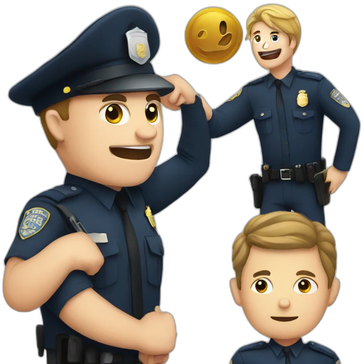 A policeman arresting a criminal  emoji