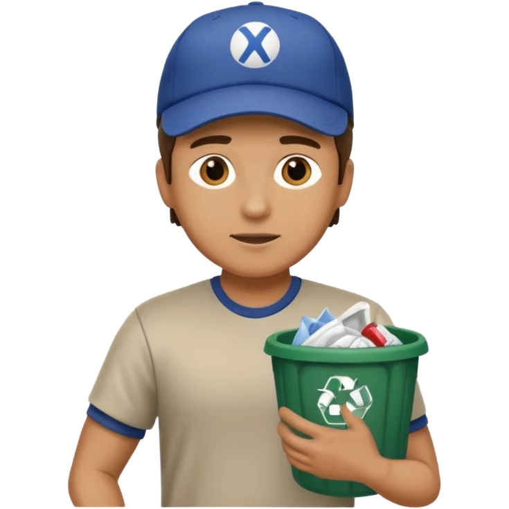 side view , all body , man taking out the trash emoji