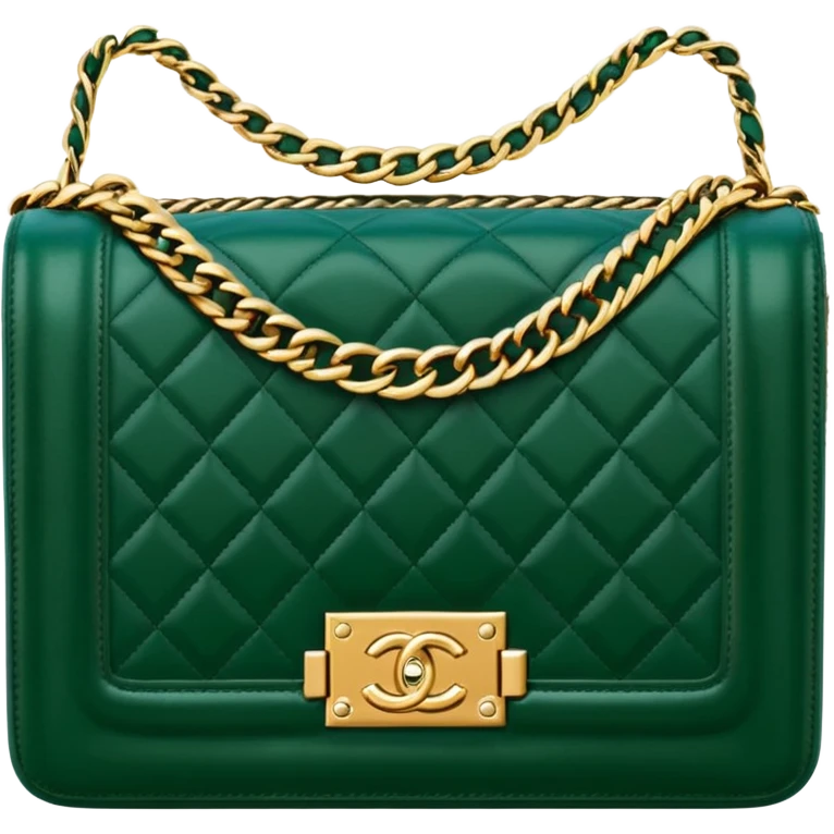 chanel le boy dark green color bag emoji
