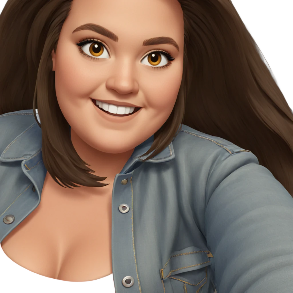 smiling girl in denim jacket emoji