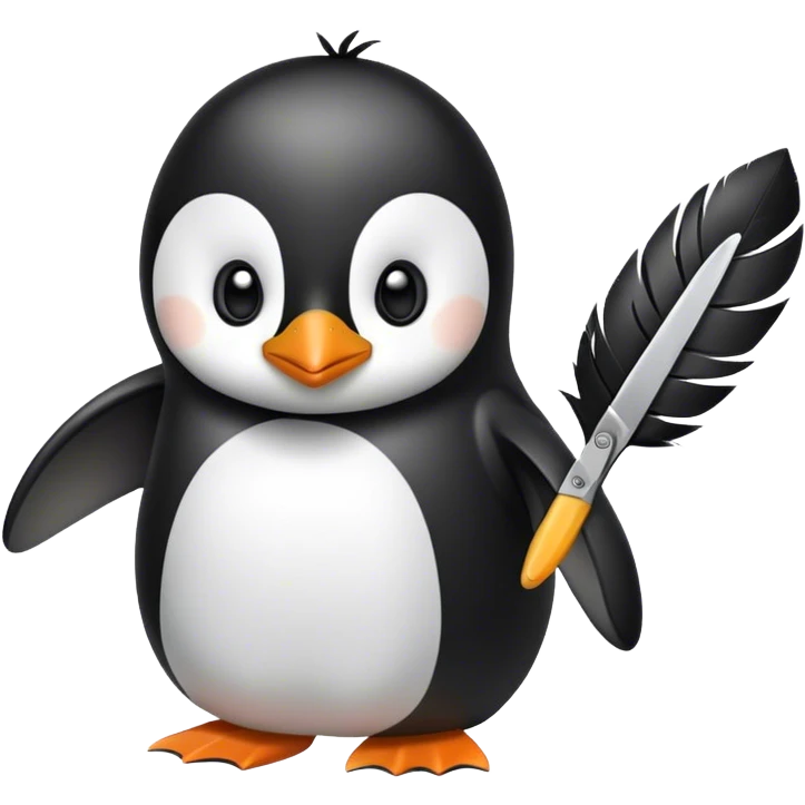 a penguin cutting hair emoji