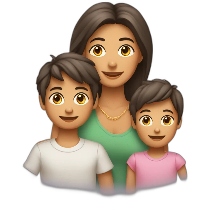 Mãe Atípica filho cadeirante e dois filhos meninos felizes  emoji