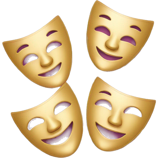 2 pink gold theatre masks smiling and sad emoji
