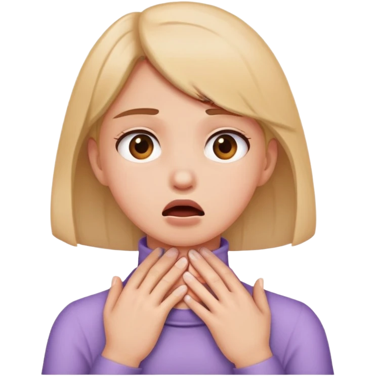 girl chocking her neck with her hands emoji