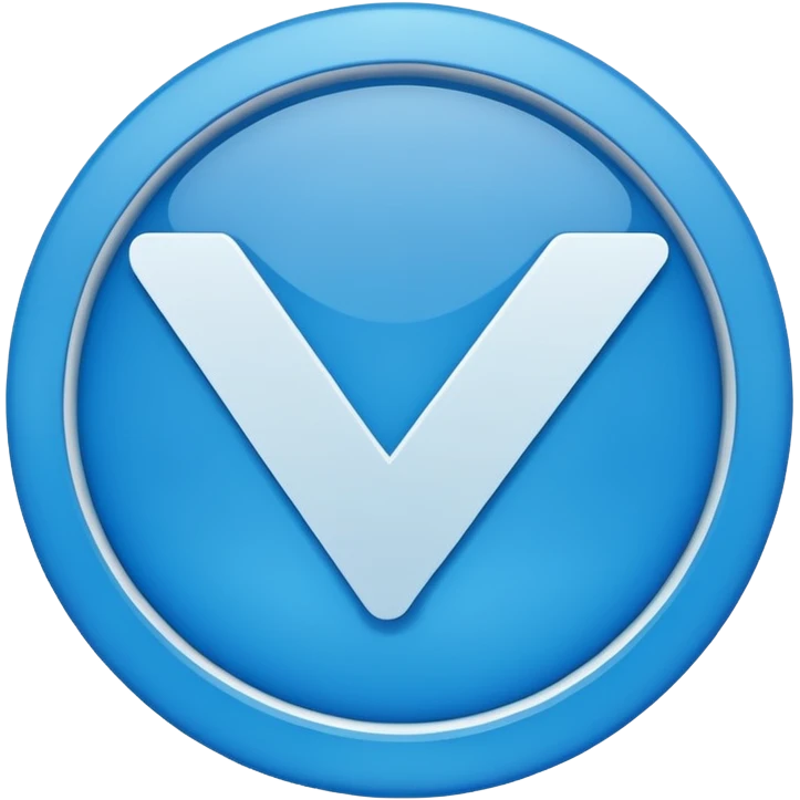 A check mark in a completely blue circle like a max emoji