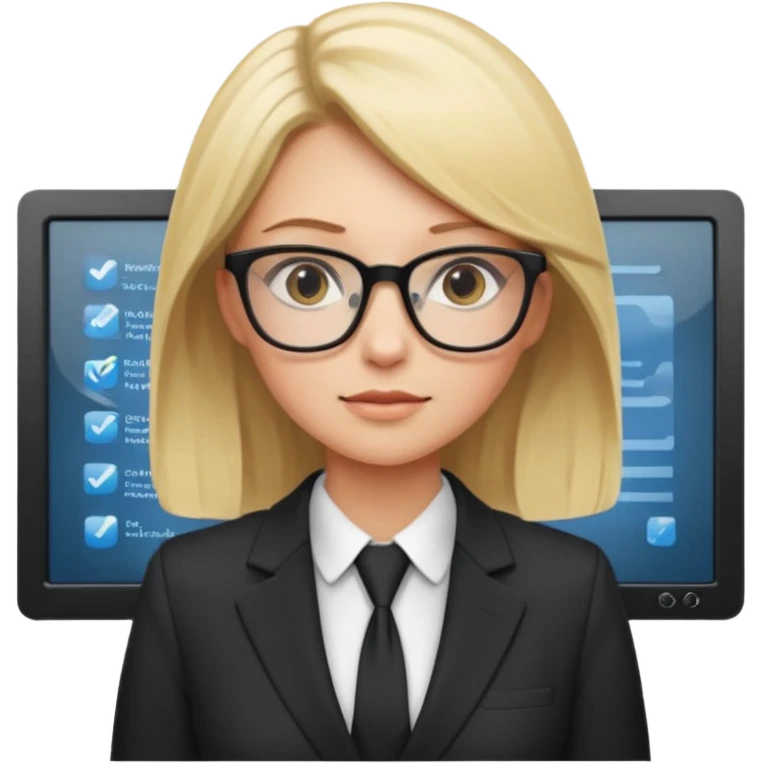 blondy girl with glasses learn analytics she is so pretty and seems like director bitch of company emoji