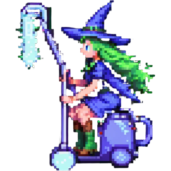 a witch riding a vacuum cleaner emoji