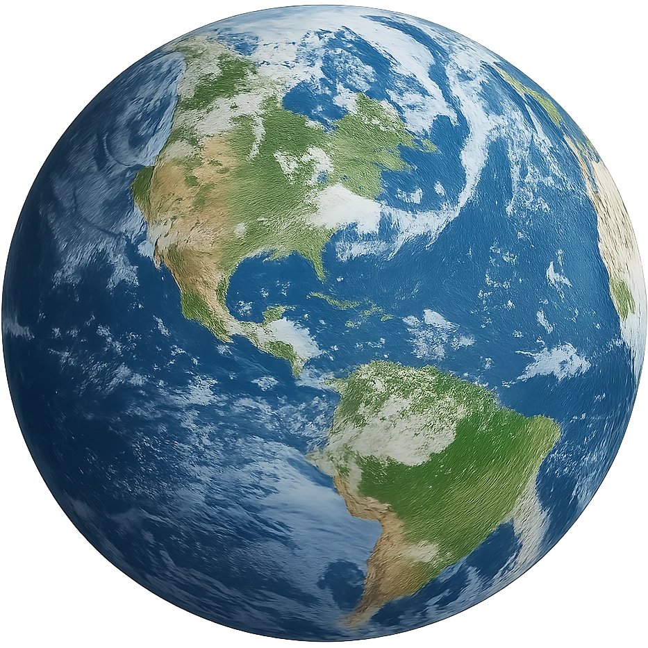 realistic earth globe with vibrant colors, no background emoji