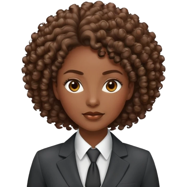 Professional African businesswoman with natural curly hair, wearing business suit, confident expression emoji