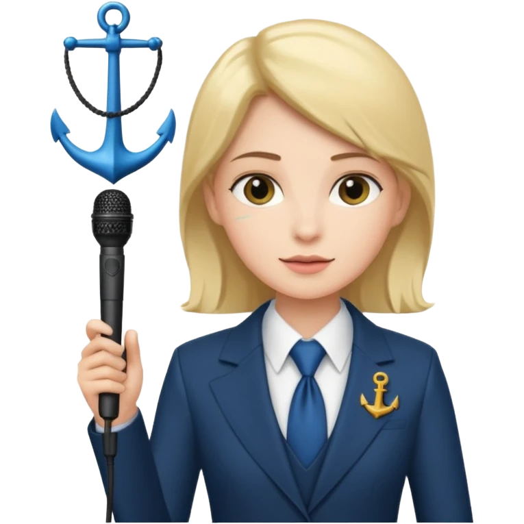 newsroom, anchor with mic emoji