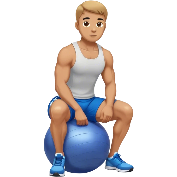 fit man with blue shorts stability ball squat emoji