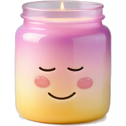Pastel gradient hue glass jar candle with holder emoji