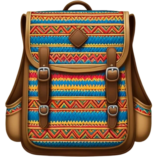 Cinematic Realistic image of a traditional Colombian mochila, rendered with detailed woven textures and vibrant patterns, set against a rustic backdrop with soft, cultural lighting emoji