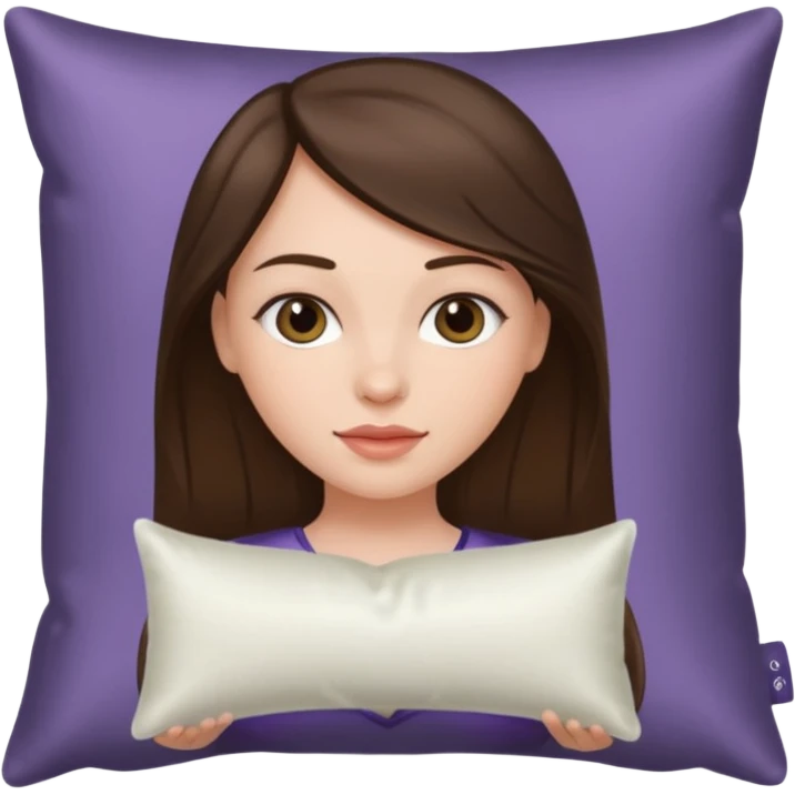 brunette white girl with a silk pillow emoji