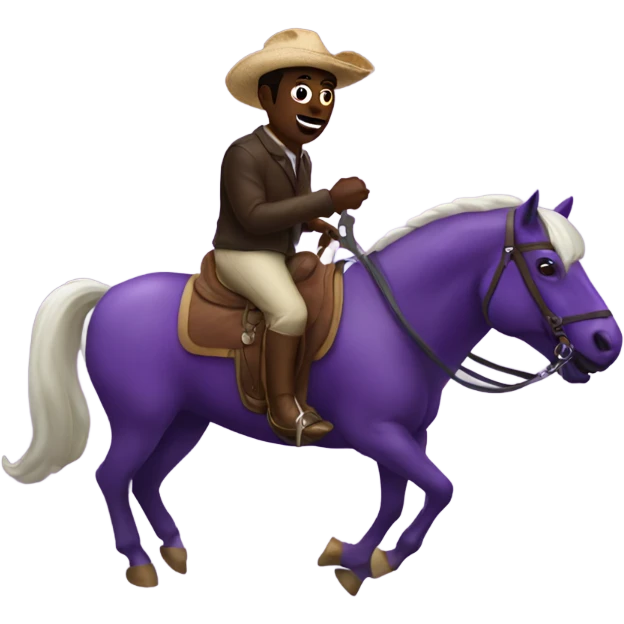 Diddy with an eggplant riding a horse emoji